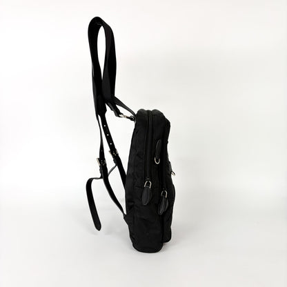 Prada Zip Sling Re-Nylon, Black, Nylon, Backpack