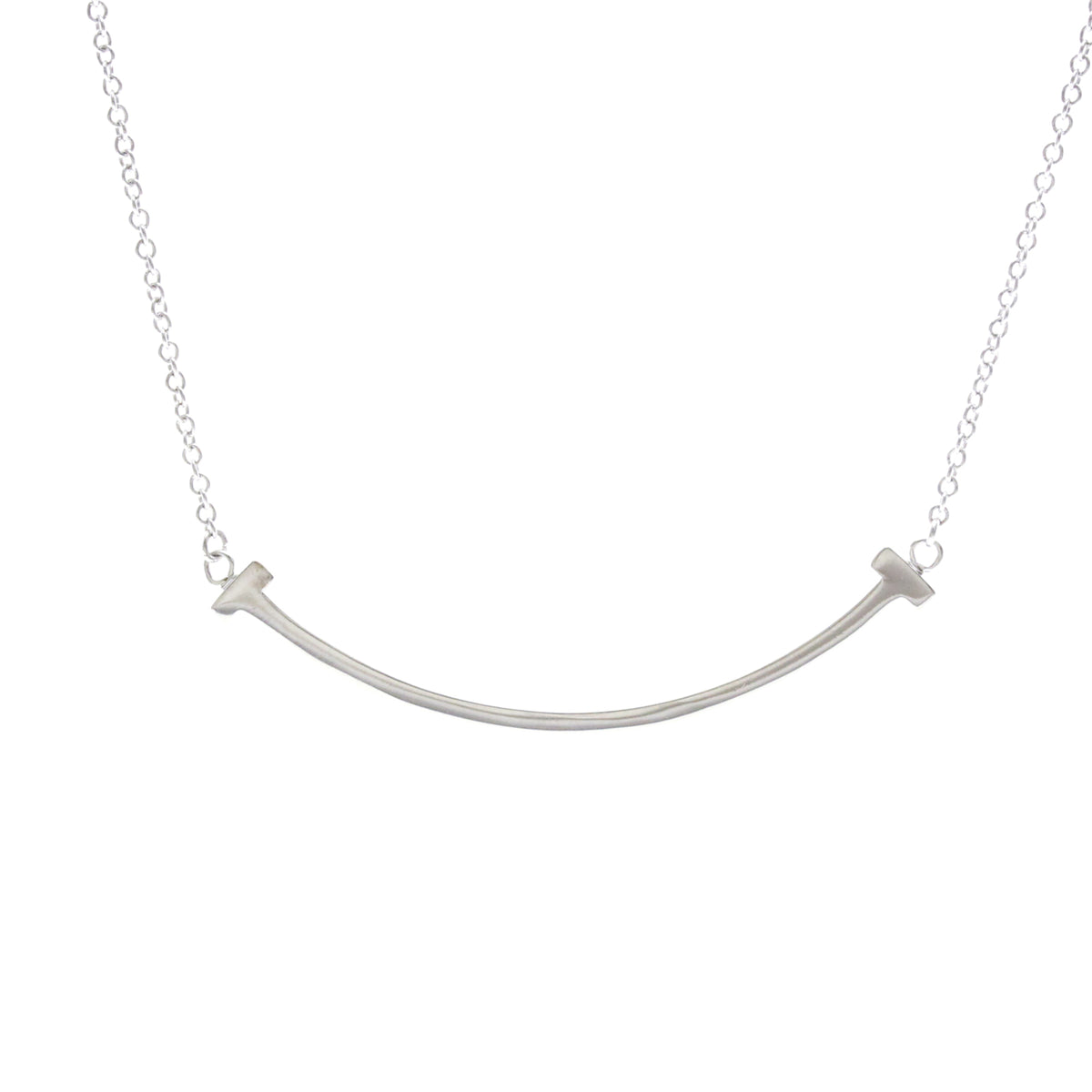 Tiffany & Co. T Smile Pendant 18K White Gold, Silver, White Gold, Necklace