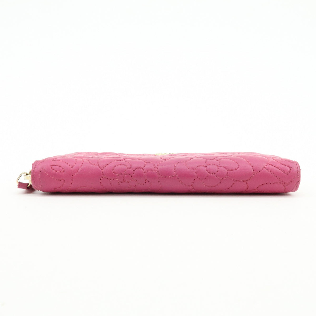 Chanel Zip Around Camellia Patent, Pink, Calfskin, Wallet