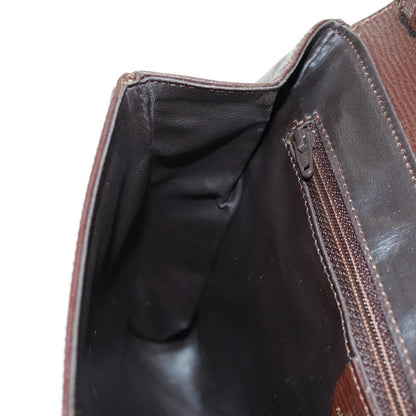 Celine Circle Logo Leather, Brown, Leather, Shoulder Bag