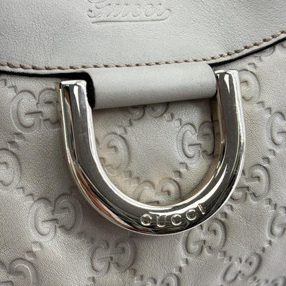 Gucci D Gold Hobo Guccissima Leather, Beige, Leather, Shoulder Bag