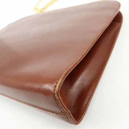 Salvatore Ferragamo Vintage Gancini Chain Leather, Brown, Leather, Shoulder Bag