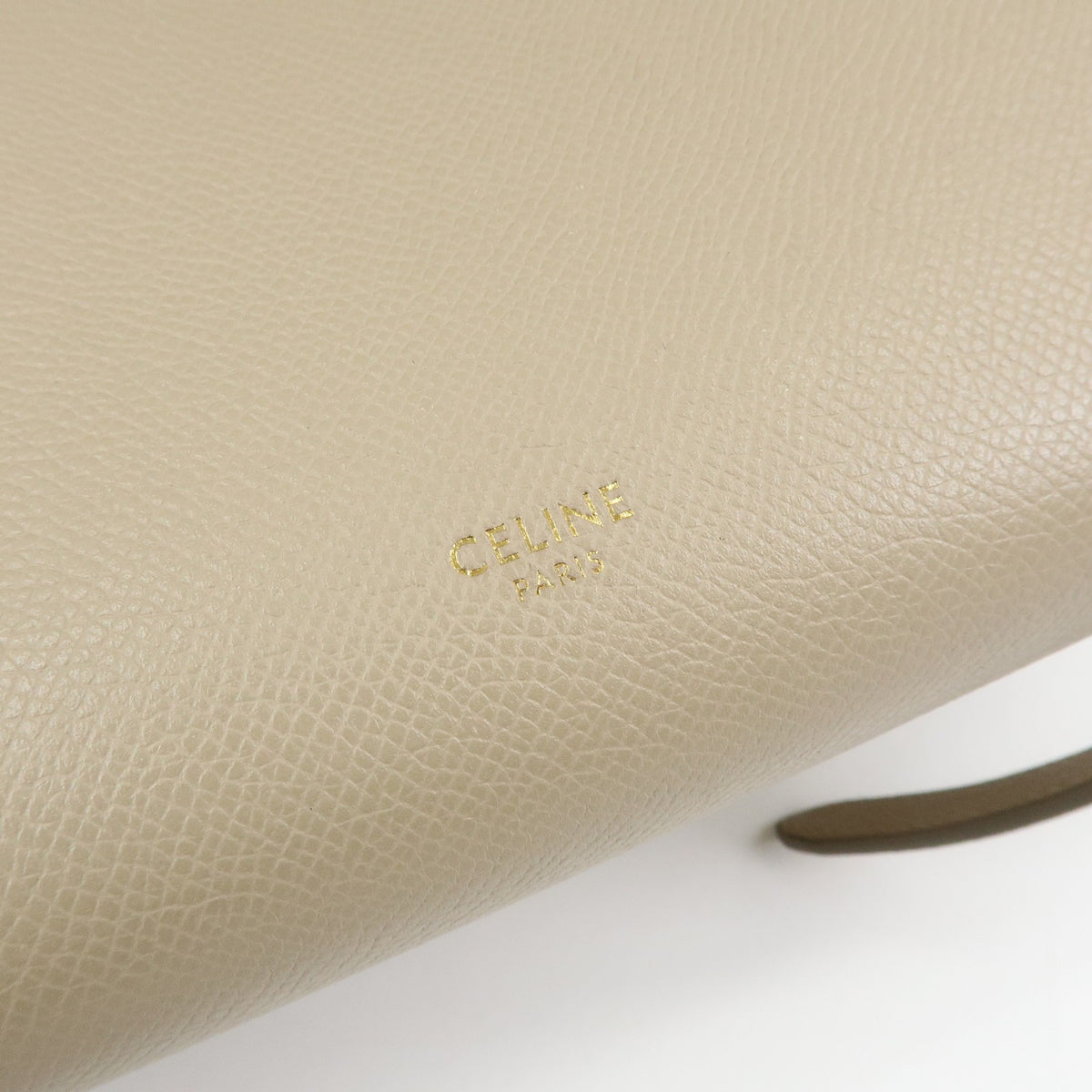 Celine Belt Textured Leather, Beige, Leather, Handbag
