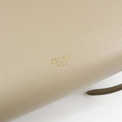 Celine Belt Textured Leather, Beige, Leather, Handbag