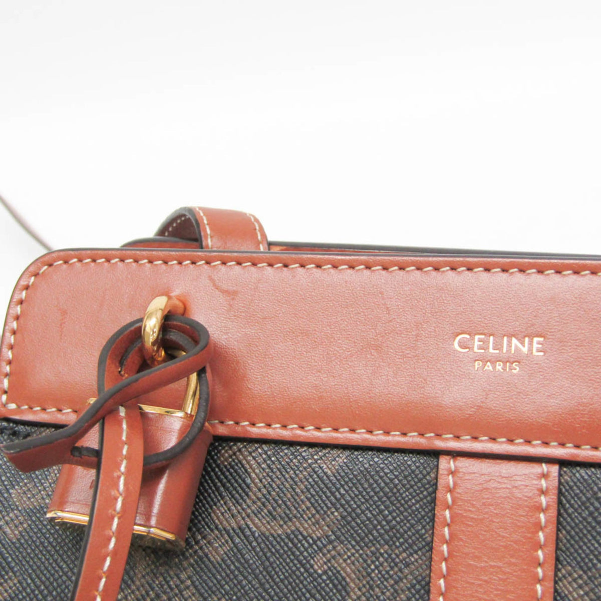 Celine Teen Cabas De France Triomphe Coated Canvas, Brown, Canvas, Handbag
