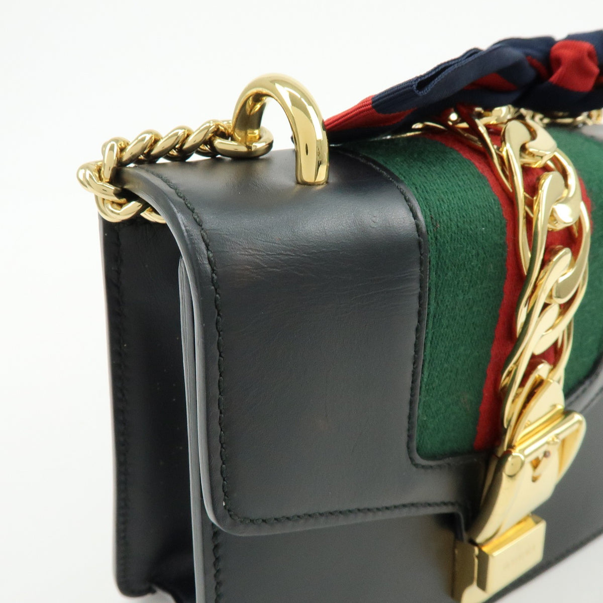 Gucci Sylvie Leather, Black, Leather, Shoulder Bag