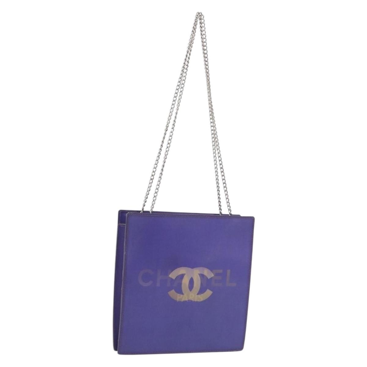 Chanel Vintage Holographic Chain Vinyl, Purple, Synthetic, Tote Bag