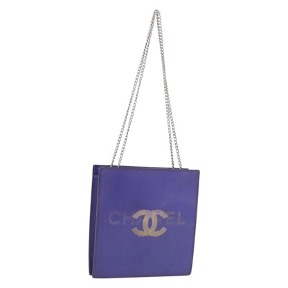Chanel Vintage Holographic Chain Vinyl, Purple, Synthetic, Tote Bag