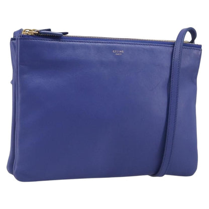Celine Trio Leather, Blue, Leather, Shoulder Bag