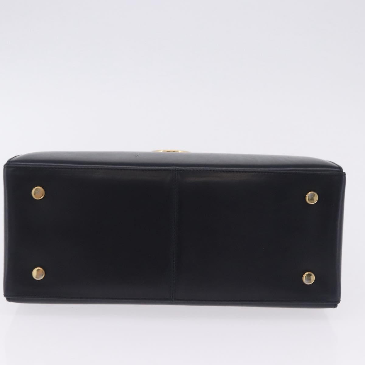 Salvatore Ferragamo Convertible Top Handle Leather, Navy, Leather, Handbag