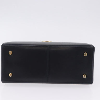 Salvatore Ferragamo Convertible Top Handle Leather, Navy, Leather, Handbag