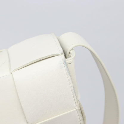 Bottega Veneta Cassette Maxi Intrecciato Leather, White, Leather, Crossbody Bag