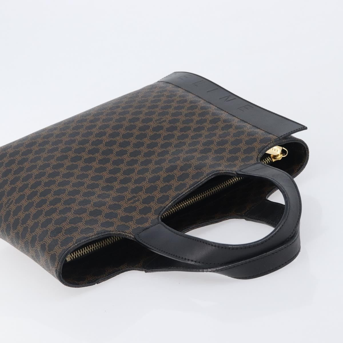 Celine Vintage Macadam Canvas and Leather, Black, Canvas, Handbag