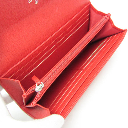 Chanel CC Box Gusset Flap Quilted Calfskin, Red, Leather, Wallet
