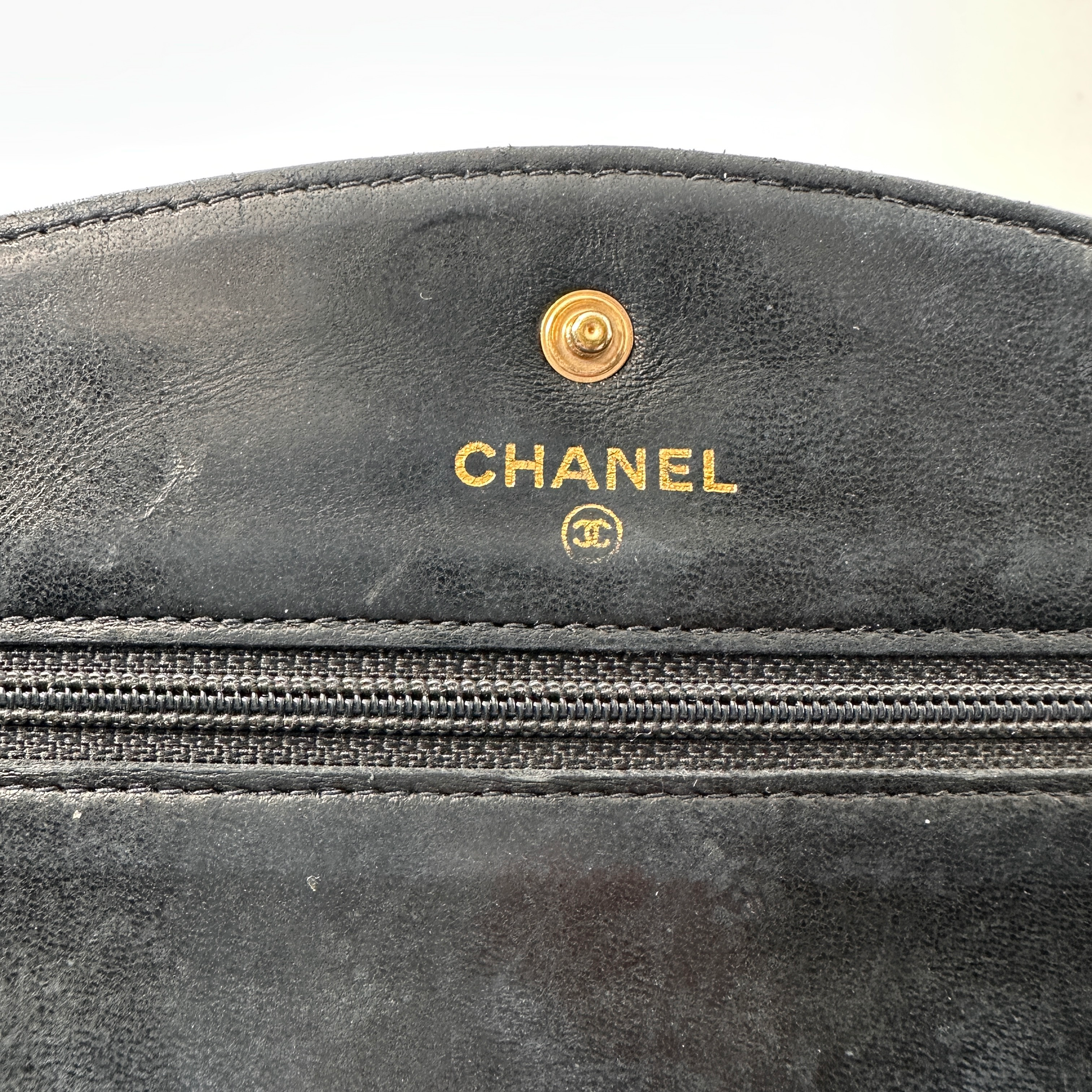 Chanel Wallet On Chain, Black, Leather, shoulder