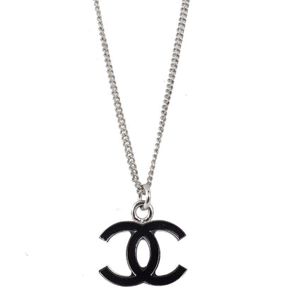 Chanel CC Pendant Metal with Enamel, Silver, Silver Plated, Necklace