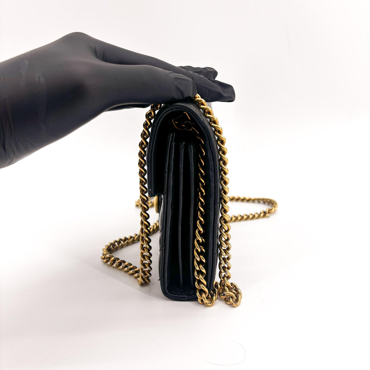 Gucci GG Marmont Chain Matelasse Leather, Black, Leather, Shoulder Bag