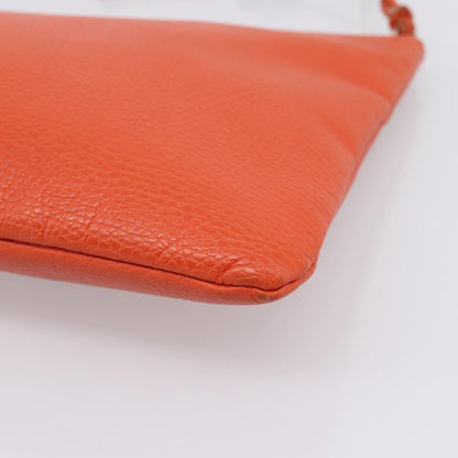 Gucci Bamboo Zip Pouch (Outlet) Leather, Orange, Leather, Clutch