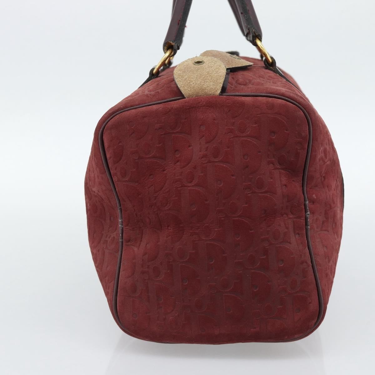 Christian Dior Boston Embossed Patent, Burgundy, Suede, Handbag