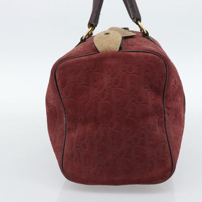 Christian Dior Boston Embossed Patent, Burgundy, Suede, Handbag