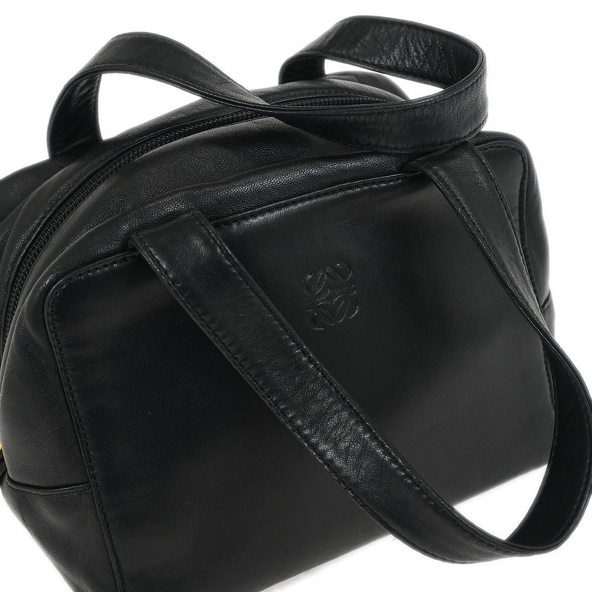 Loewe Anagram Leather, Black, Leather, Handbag
