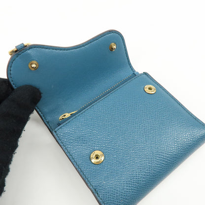 Christian Dior Saddle Flap Leather, Blue, Leather, Wallet