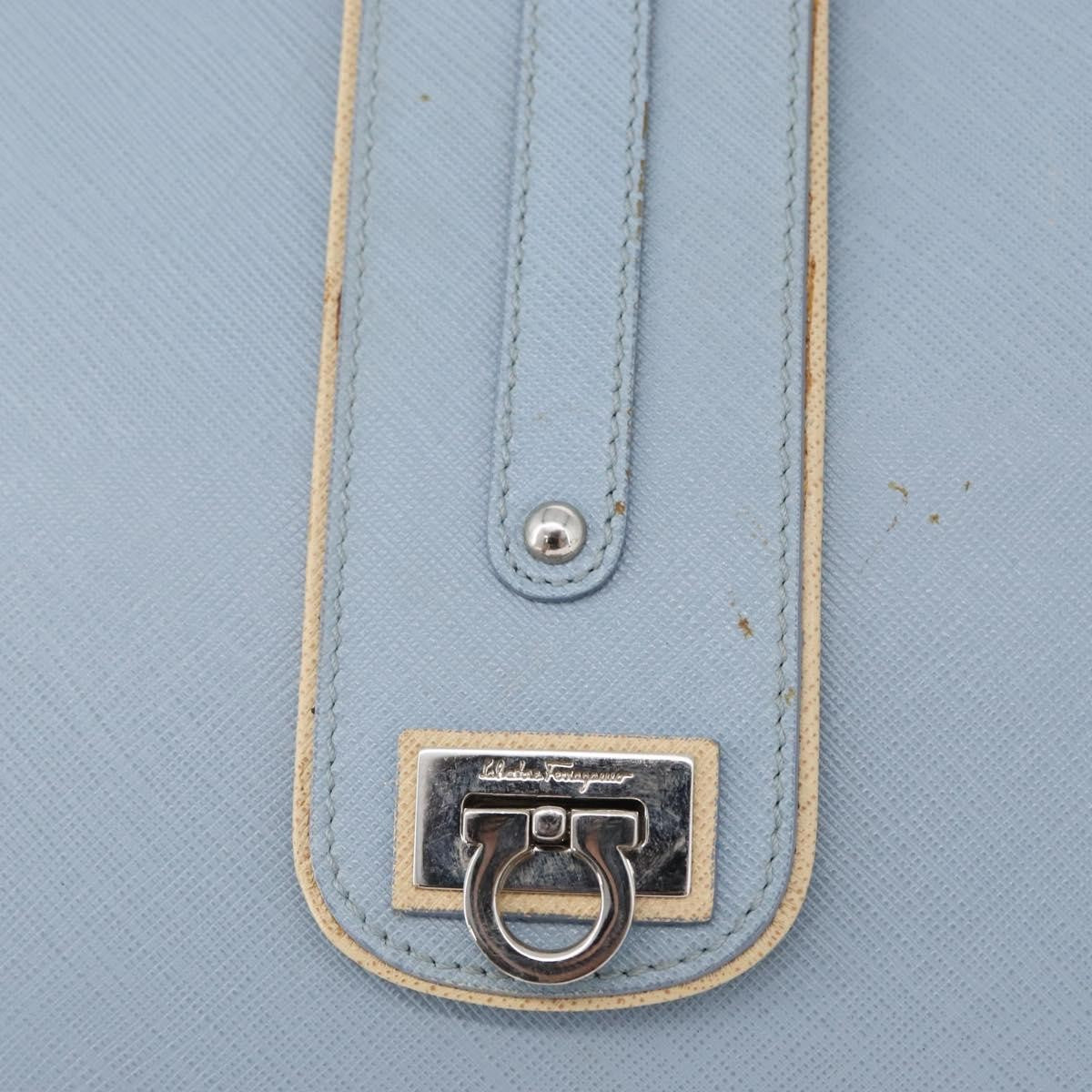 Salvatore Ferragamo Gancini Leather, Blue, Leather, Shoulder Bag