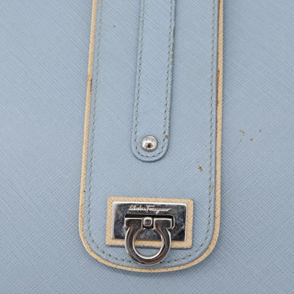 Salvatore Ferragamo Gancini Leather, Blue, Leather, Shoulder Bag