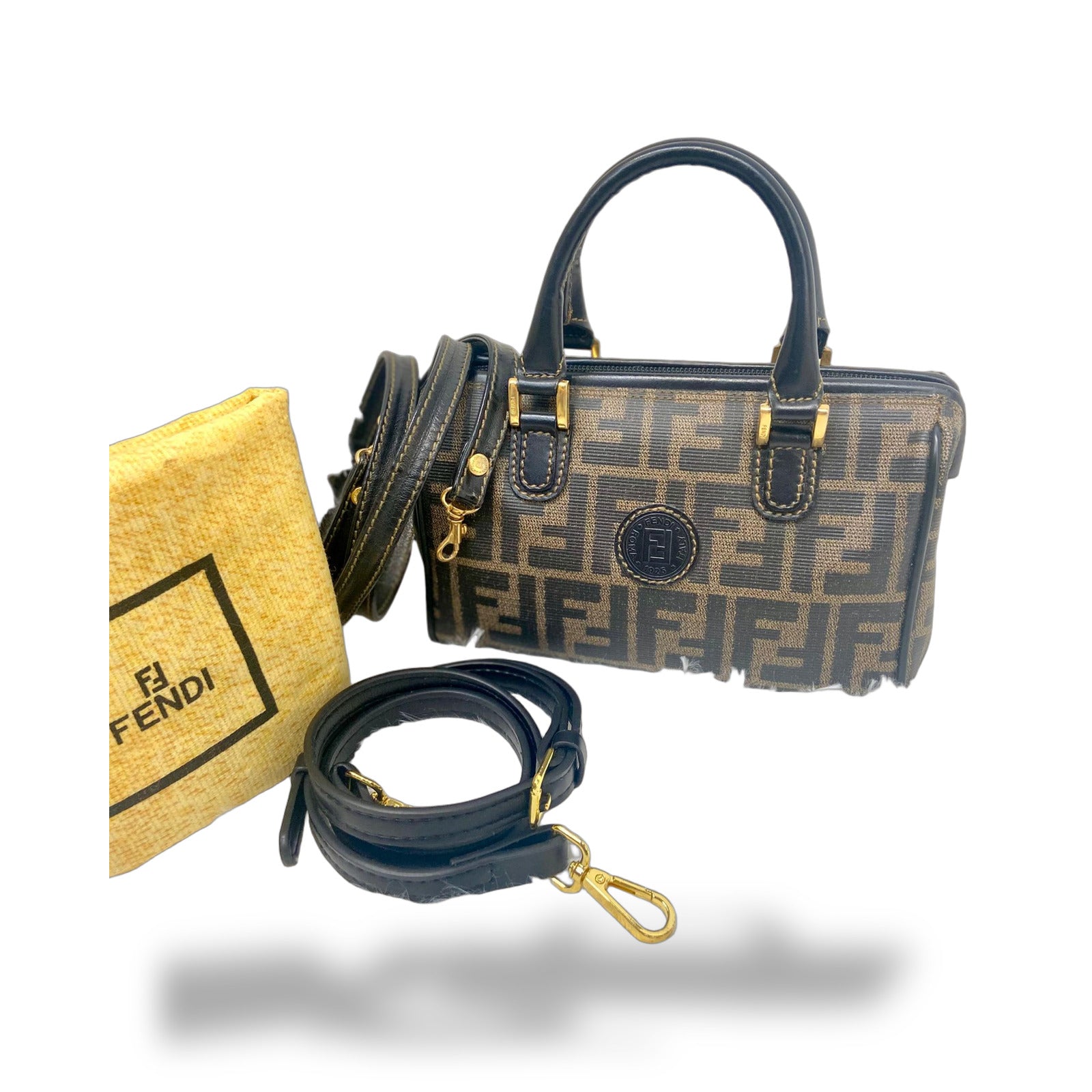 Fendi Zucca Canvas, Brown, Canvas, Handbag
