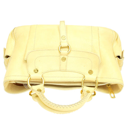 Celine Boogie Satchel Leather, Yellow, Leather, Handbag