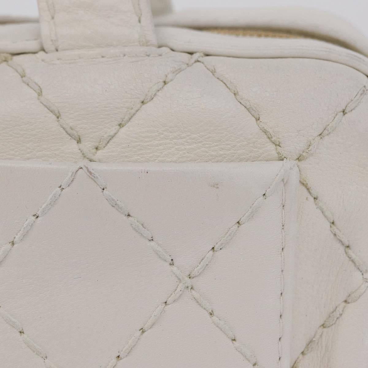 Chanel Vintage CC Zip Around Bowler Quilted Caviar, White, Leather, Handbag