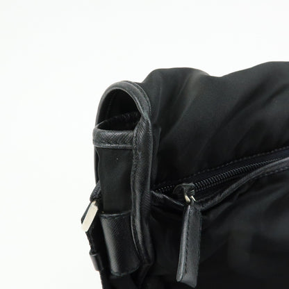 Prada Buckle Messenger Tessuto, Black, Nylon, Handbag