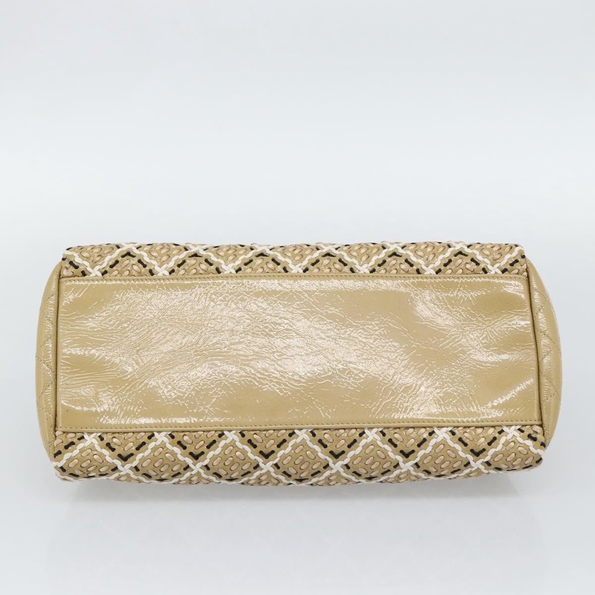 Chanel Just Mademoiselle Quilted Patent, Beige, Patent Leather, Handbag