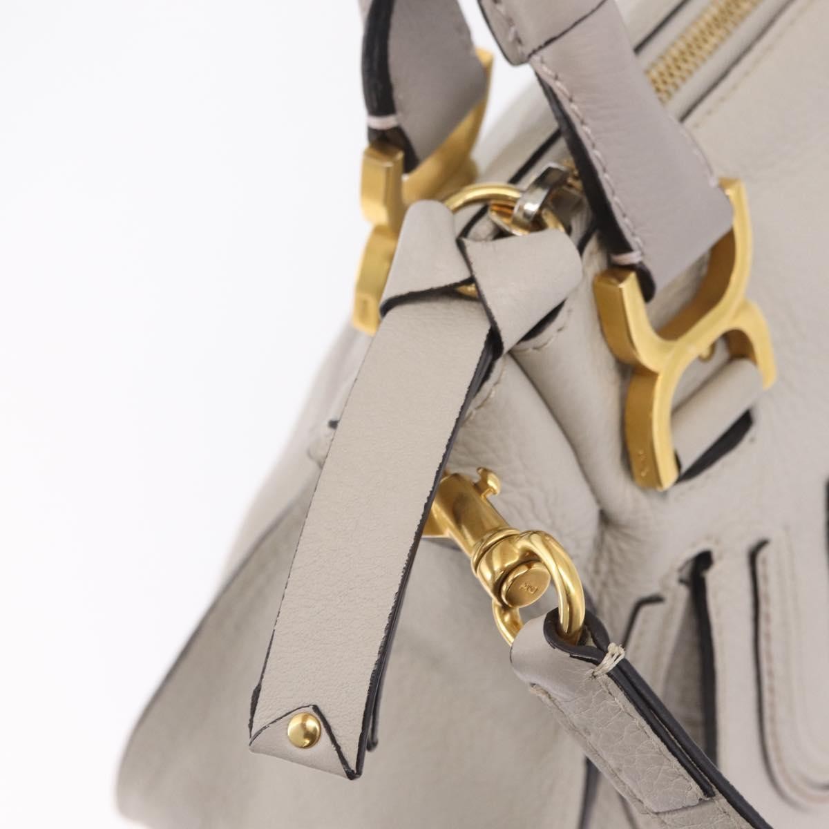 Chloe Marcie Satchel Leather, Gray, Leather, Handbag
