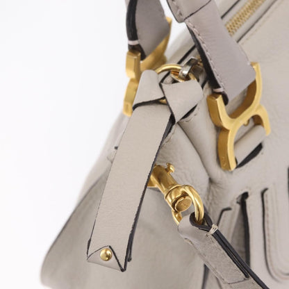 Chloe Marcie Satchel Leather, Gray, Leather, Handbag