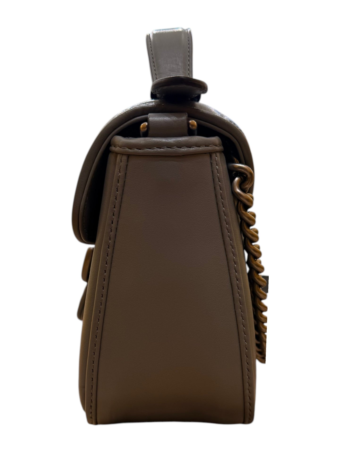 Gucci GG Marmont Monochrome Top Handle Flap Matelasse Leather, Gray, Leather, Handbag