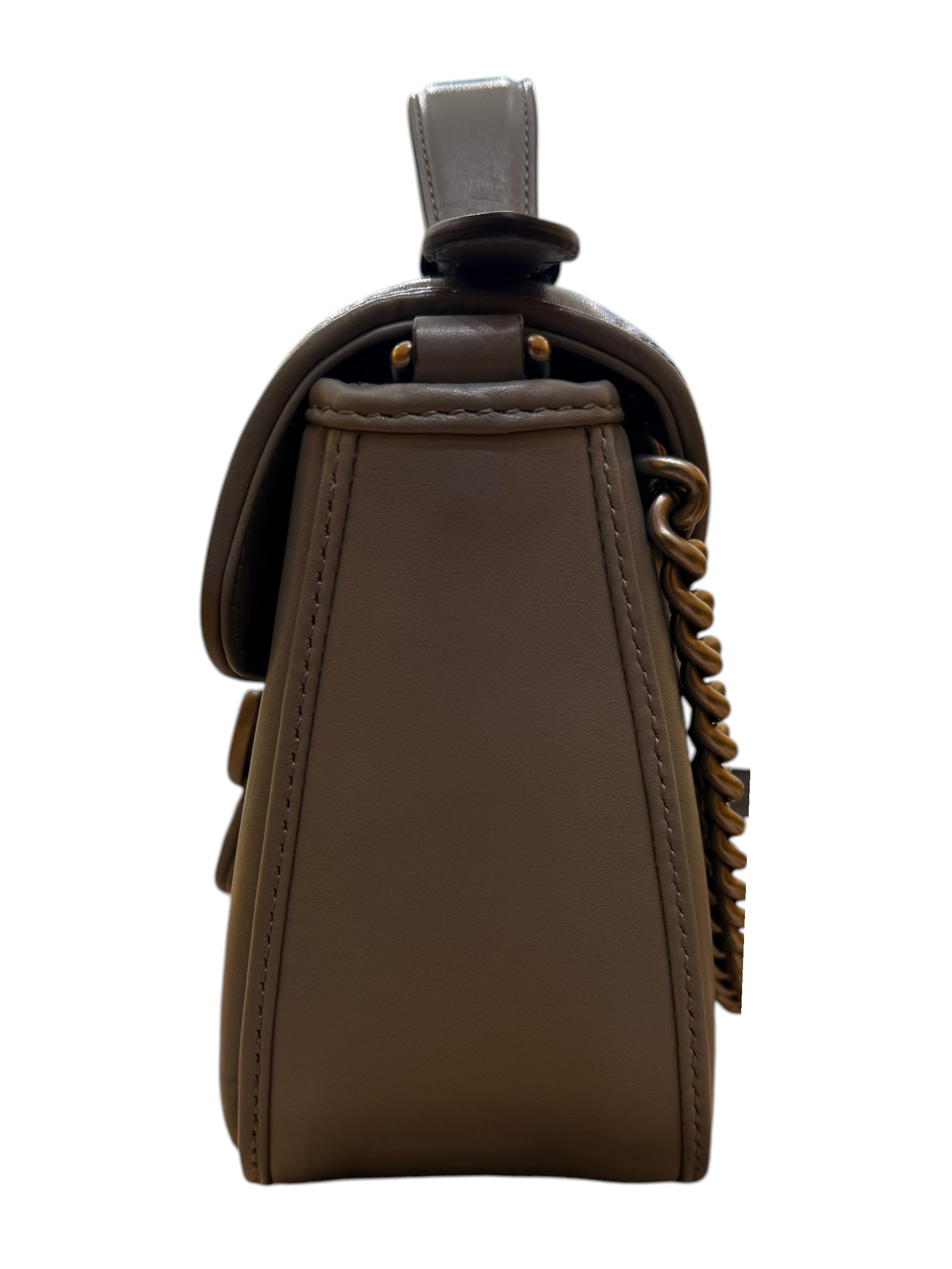 Gucci GG Marmont Monochrome Top Handle Flap Matelasse Leather, Gray, Leather, Handbag