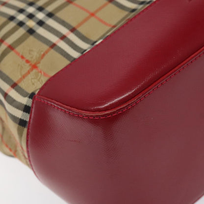 Burberry Nova Check Tote Canvas and Leather, Red, Canvas, Tote Bag