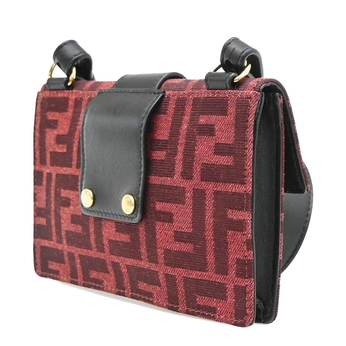 Fendi Baguette Convertible Pouch Zucca Canvas, Burgundy, Canvas, Clutch