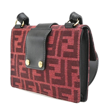 Fendi Baguette Convertible Pouch Zucca Canvas, Burgundy, Canvas, Clutch