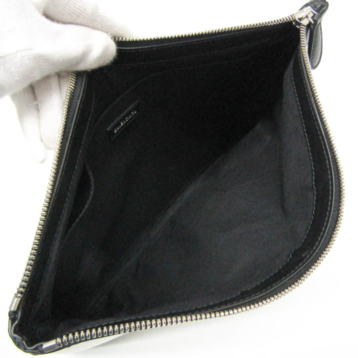 Balenciaga Navy Zip Canvas and Leather, Ecru, Canvas, Clutch