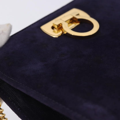 Salvatore Ferragamo Vintage Gancini Chain Suede, Purple, Suede, Shoulder Bag
