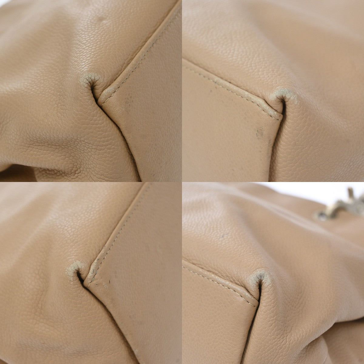 Chanel Vintage Handle CC Caviar, Beige, Leather, Tote Bag
