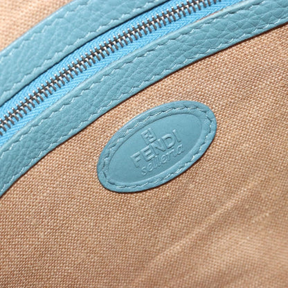 Fendi Vintage Selleria Zip Messenger Leather, Blue, Leather, Shoulder Bag