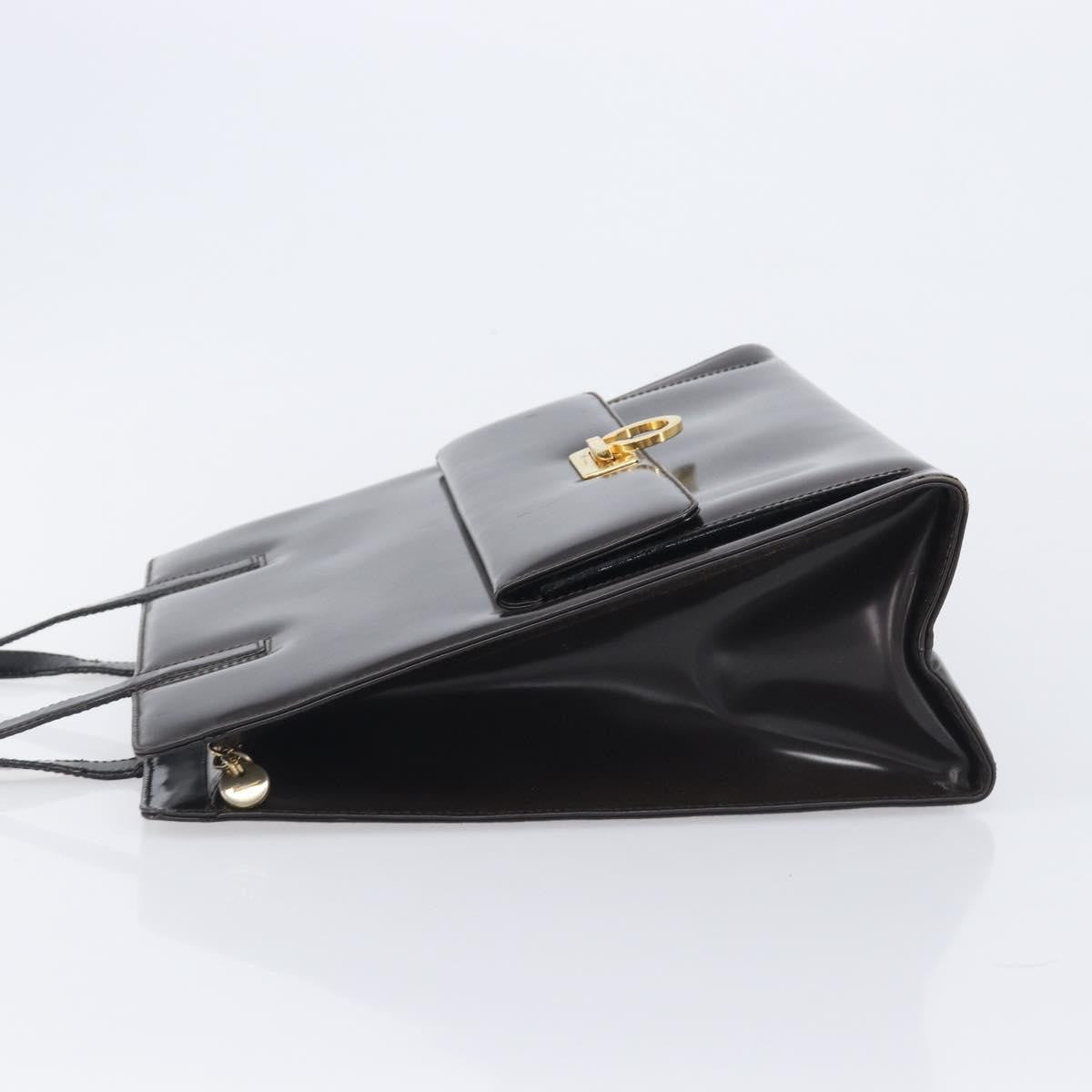 Salvatore Ferragamo Gancini Patent Leather, Brown, Patent Leather, Crossbody Bag