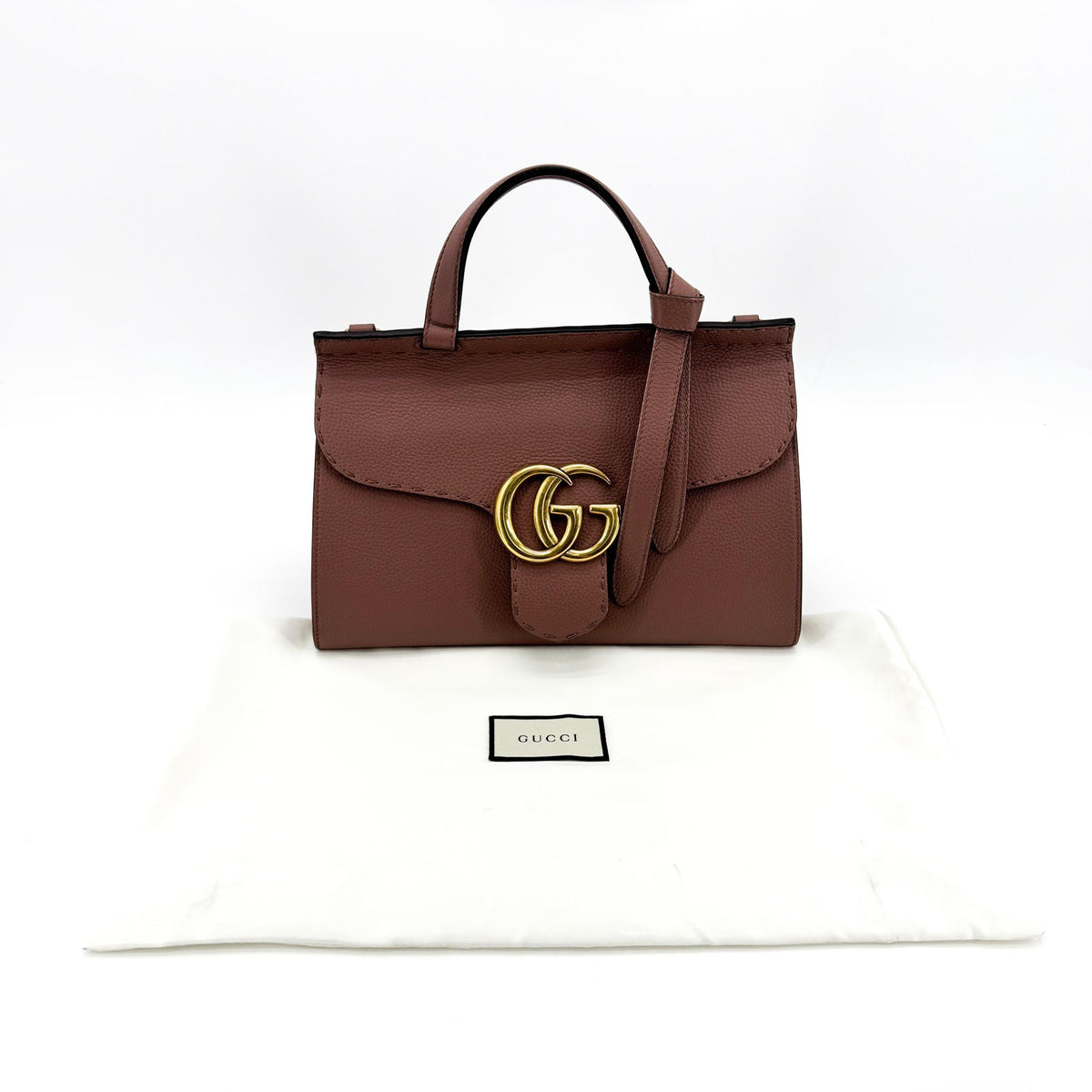 Gucci GG Marmont Top Handle Leather, Pink, Leather, Handbag
