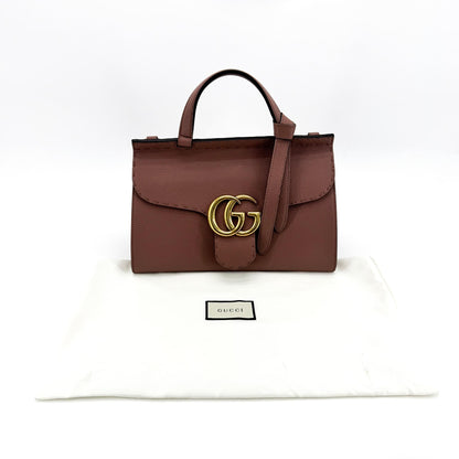 Gucci GG Marmont Top Handle Leather, Pink, Leather, Handbag