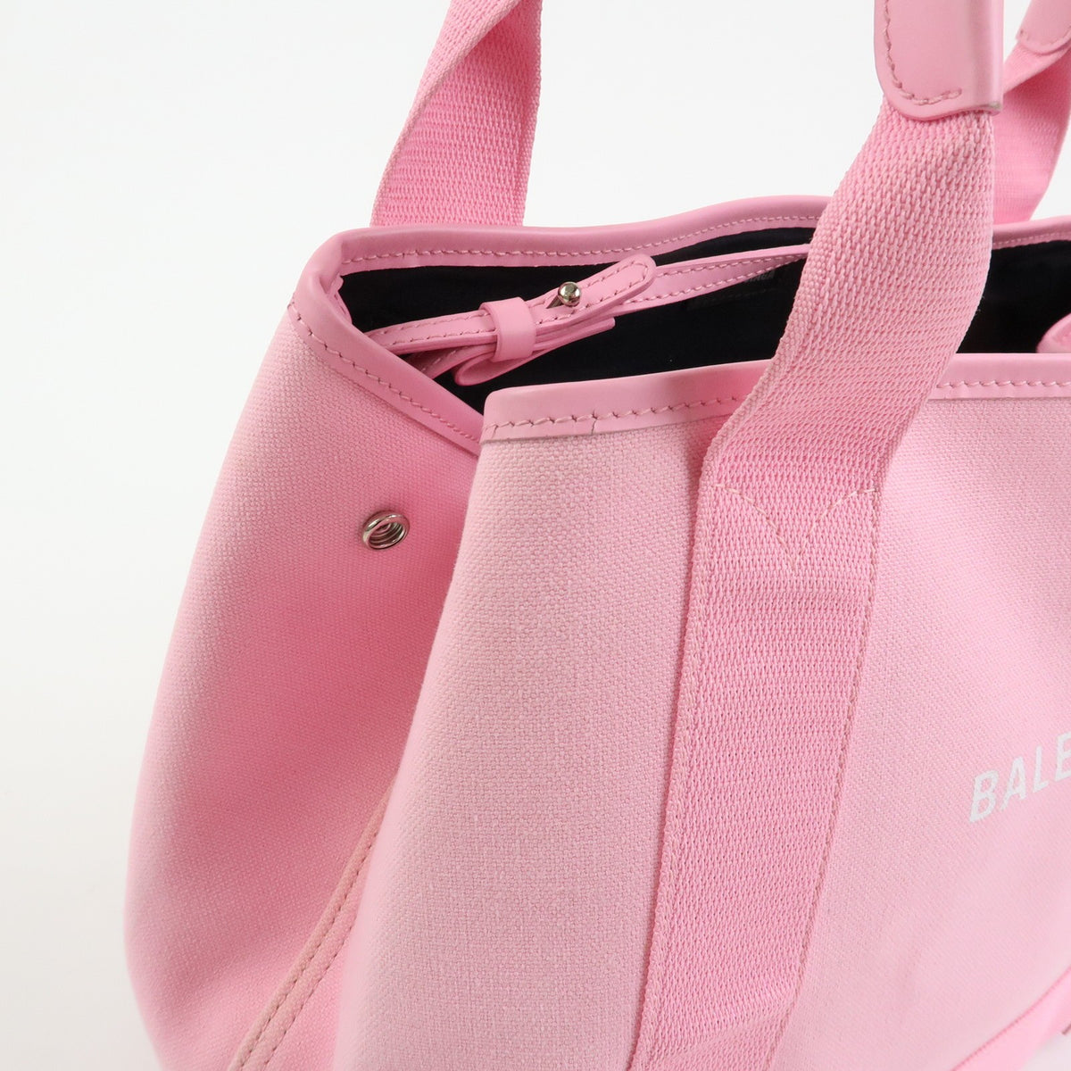 Balenciaga Navy Cabas Canvas with Leather, Pink, Canvas, Tote Bag