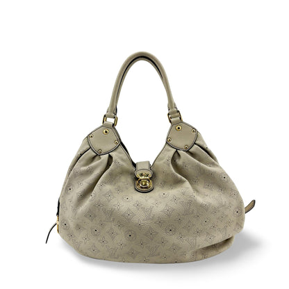 Louis Vuitton L Hobo Mahina Leather, Beige, Leather, Shoulder Bag