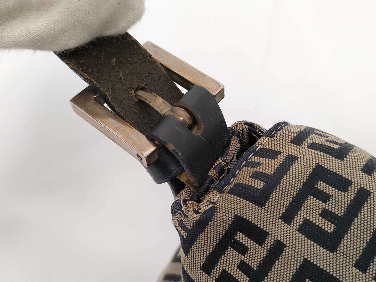 Fendi Zucchino Mamma Baguette Canvas, Beige, Canvas, Shoulder Bag